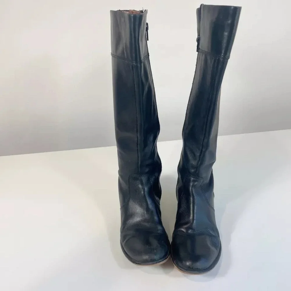 Corso Como Knee High Riding Boots Womens‎ Size 7 M Black Leather Equestrian Zip